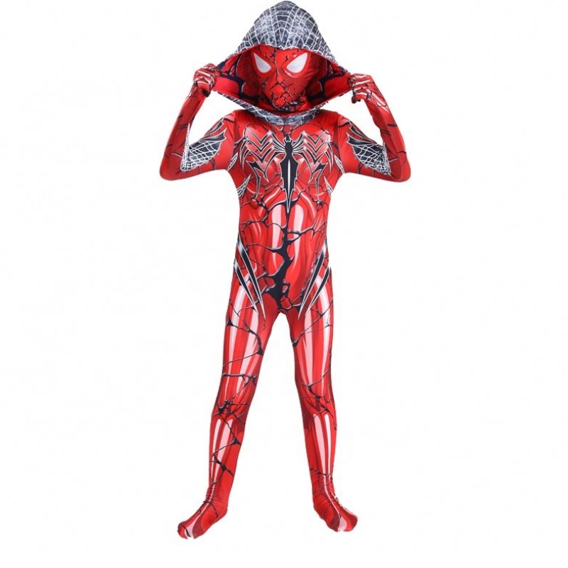 2022 Nowy czerwony kolor fullbody garnitur Halloween impreza TV&movie cosplay Anime kombinezon Spiderman Costume z maską twarzy