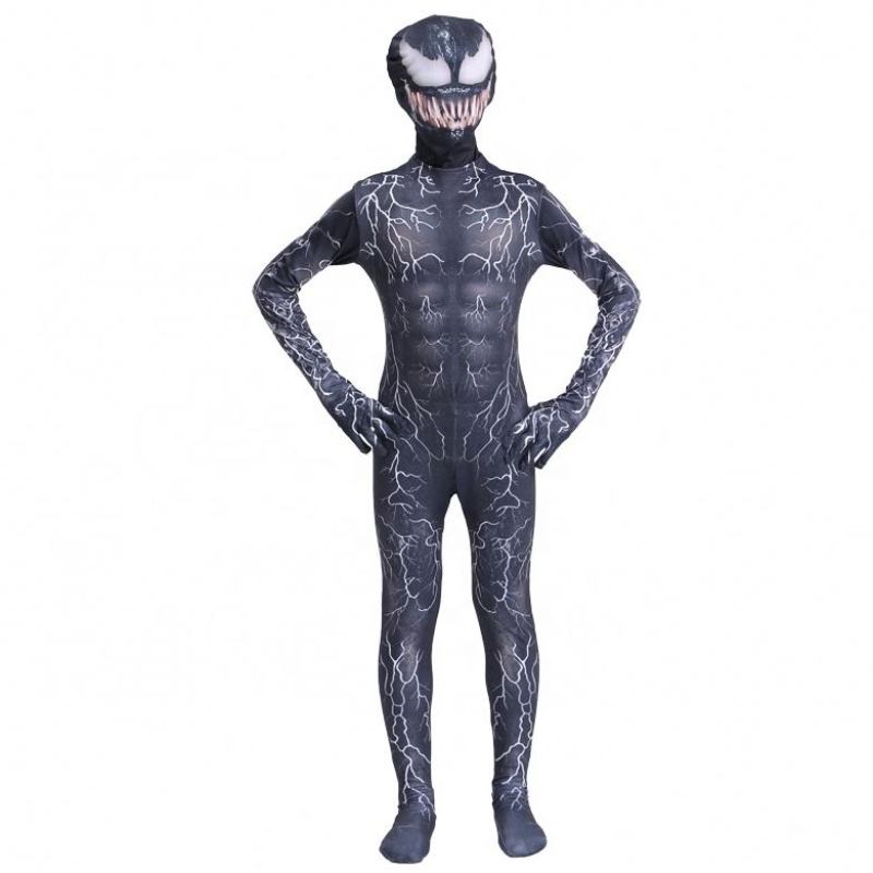 Czarny mięsień zentai body dorośli superbohater Scary Horror kombinezonu Spiderman Halloween Cosplay Symbiote Costium dla chłopców