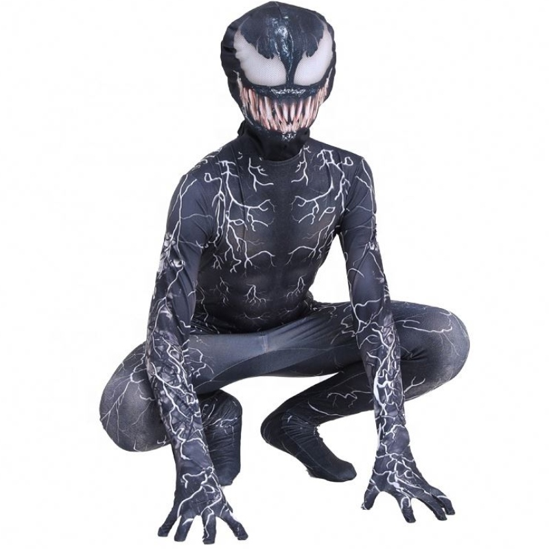 Czarny mięsień zentai body dorośli superbohater Scary Horror kombinezonu Spiderman Halloween Cosplay Symbiote Costium dla chłopców