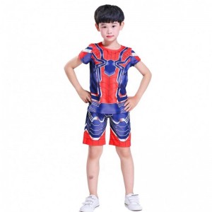 Nowy styl poliester sportowy garnitury swobodne strój Halloween impreza cosplay Spiderman Suits Top&shorts dla dzieci chłopców