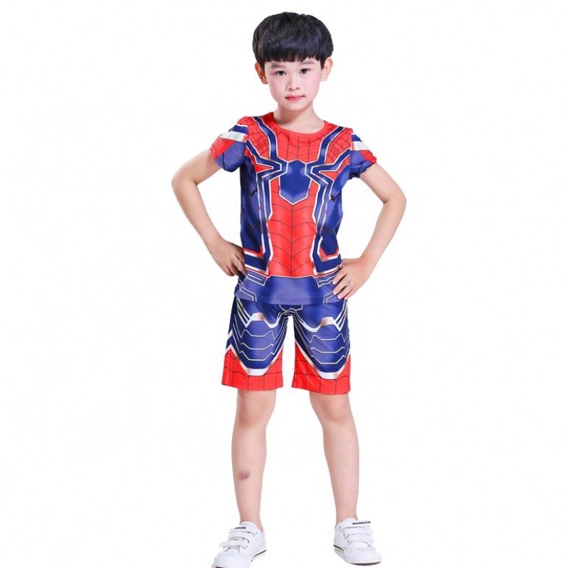 Nowy styl poliester sportowy garnitury swobodne strój Halloween impreza cosplay Spiderman Suits Top&shorts dla dzieci chłopców