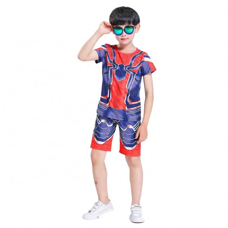 Nowy styl poliester sportowy garnitury swobodne strój Halloween impreza cosplay Spiderman Suits Top&shorts dla dzieci chłopców