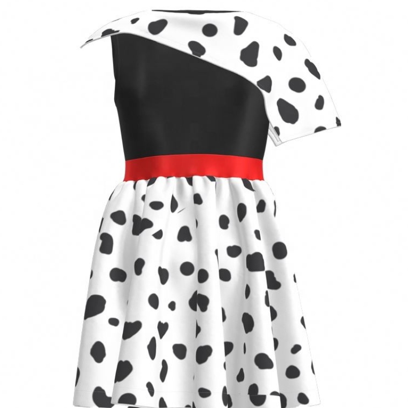 Gorąca wyprzedaż przyjęcie urodzinowe 2022 film Cosplay Sukienki Dzieci Party Black White Cruella Deville Dalmatians Sukniana Halloween