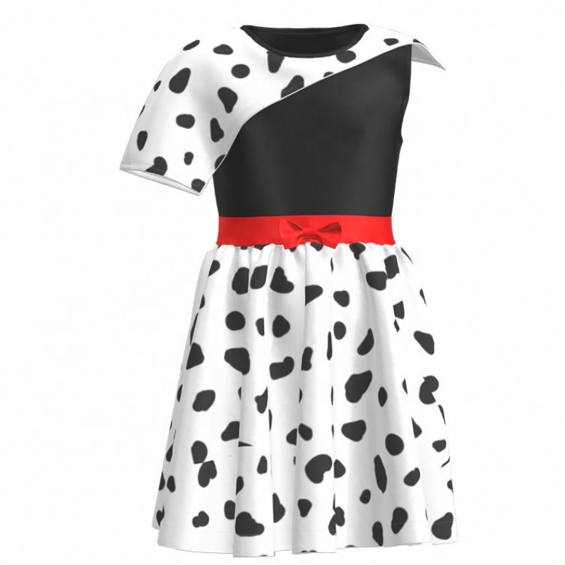 Gorąca wyprzedaż przyjęcie urodzinowe 2022 film Cosplay Sukienki Dzieci Party Black White Cruella Deville Dalmatians Sukniana Halloween