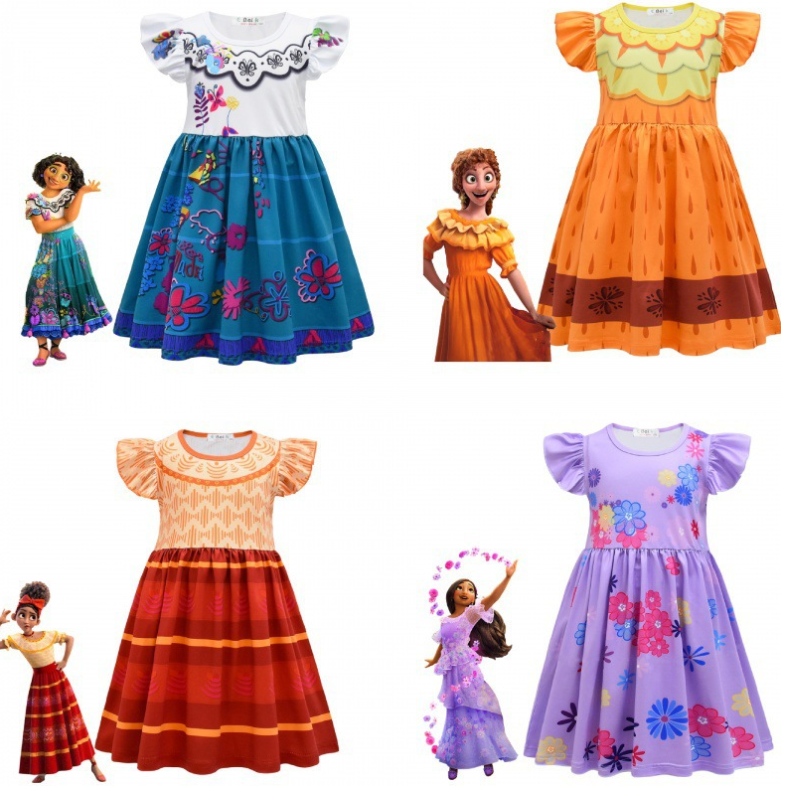 Mirabel Cosplay Costume Dzieci Fancy Carnival Halloween Princess Dress Encanto Madrigal Dress