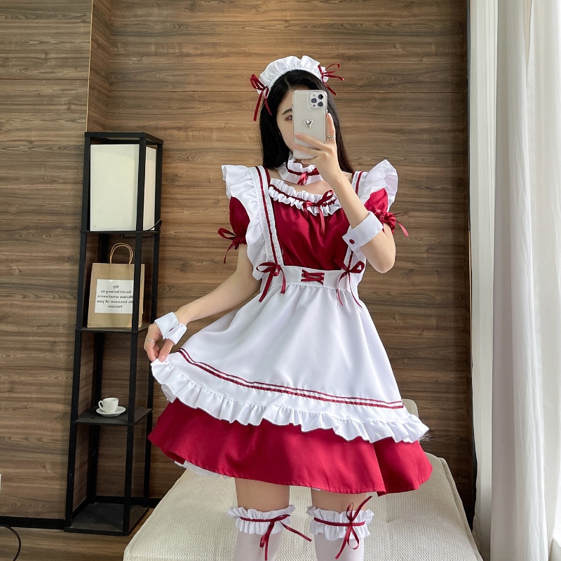 Francuska pokojówka fartuch Lolita Fancy Dress Cosplay Costume Sukienki pokojówki Halloween Maid Outt (S-5xl)