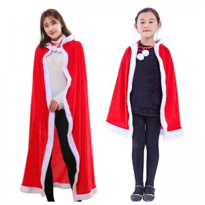 Christmas Kids Celes Adult Velvet Cloak Santa Cosplay Party Costume