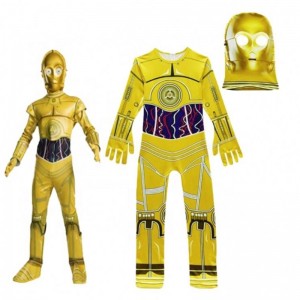 Hurtowy film&FILM SUPEna Halloween Birthday Party Star Cosplay Wars Jescsuit C-3PO Costume z maską dla dzieci