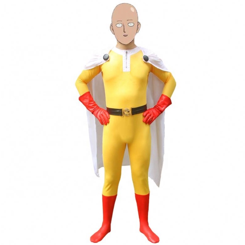 Popularne Hotest Halloween Party Kids&adults TV Superhero Tosit with Cloak Cosplay Anime One Punch Man Saitama Cartoon Costume