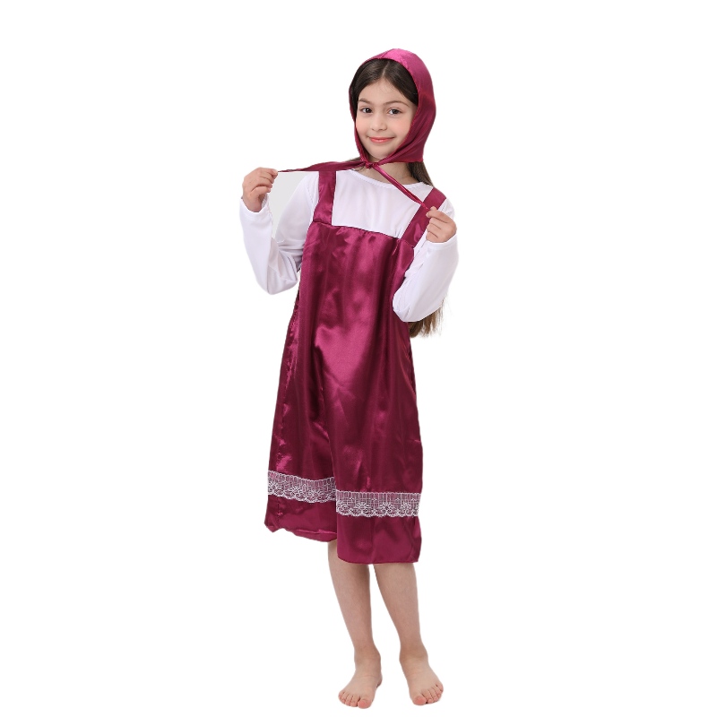 Charakterystyczny postać Masha Costume Halloween Little Red Riding Hoodie Party Kostium karnawałowy