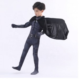Nowy styl czarny bodysuit Halloween Kids Superhero Costume Cosplay Movie Costume Pattinson The Bat Man with Cape&Mask