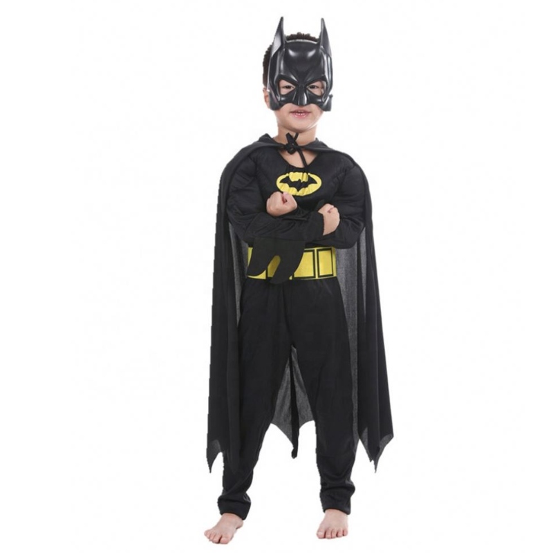 Halloween Masquerade Black Bat Muscle Kids Superhero Costume Kostiumy Bat Man z maską płaszcza