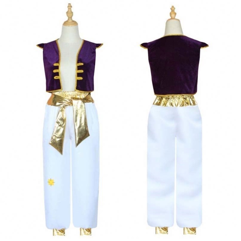 Halloween Aladdin Magic Lampa Cosplay garnitury CAP Tleje kamizelki Aladdin Prince Costume with Pants HCAL-010