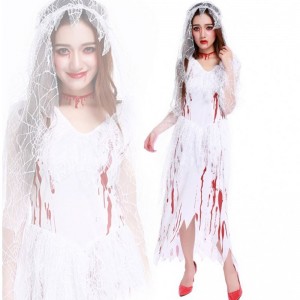 Women\'s Halloween Costumes Horror COS Bloody Skull Zombie Adult Death Bride
