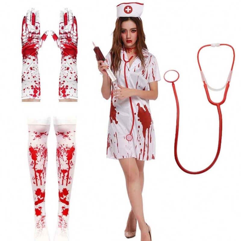 2022 Halloween Killer Caregiver Kobiety Zombie Nurse Bloody Costume HCVM-016