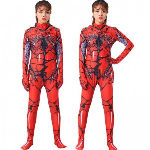 Wysokiej jakości dzieci Halloween Cosplay Cosplay Red Women\'s Venom Bodysuit Cosplay Marvel Party Woman