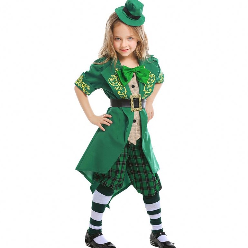 Dzieci Halloween Irish Elf Performance Mundlif Street St. Patrick's Day Girl Leprechaun Costume DGHC-089