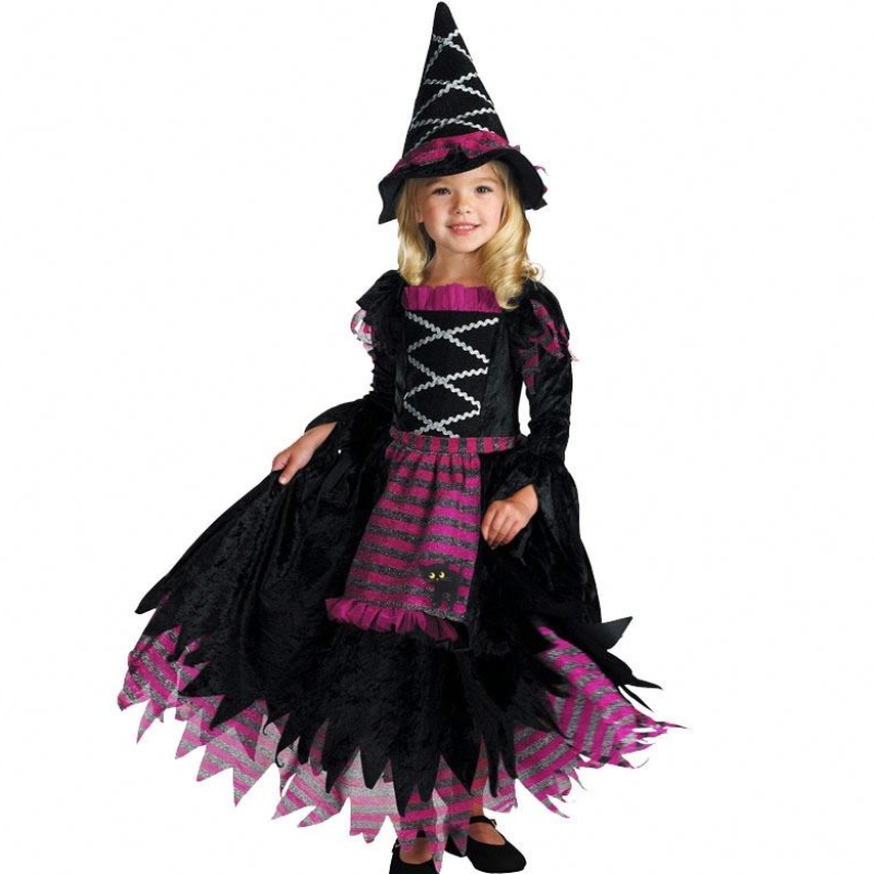 Nowe pomysłyna produkty 2022 Halloween Deluxe Party Fairytale Witch Costume for Girls with Witchy Hat HCVM-007