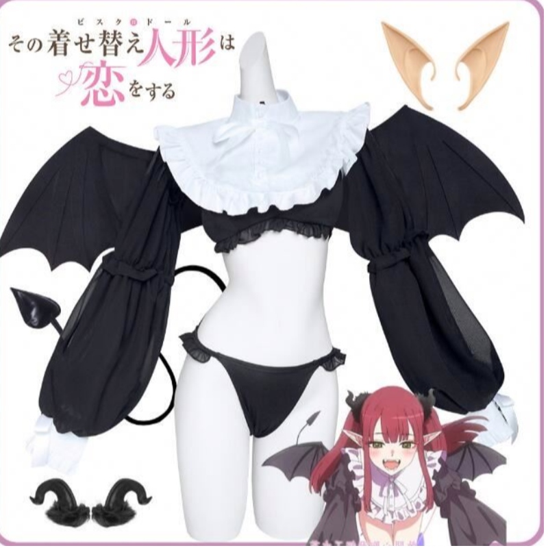 ECOWALSON Anime Rizu Kyun Cosplay Costume My Dress Up Darling Cosplay Kitagawa Marin Bikini Cosplay Costume Kuroe Shizuku Wig