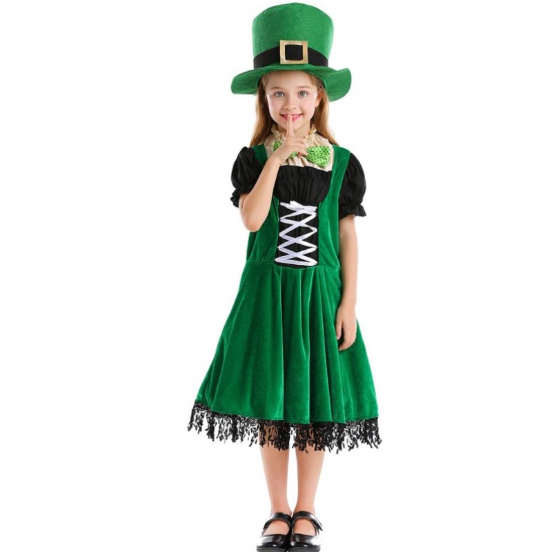 Wysokiej jakości elf dzieci cosplay fantazyjna sukienka imprezowa karnawał Leprechaun St. Patrick's Day Halloween Cosplay Costume