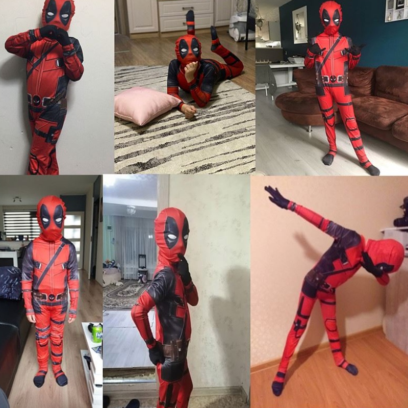 4-12Y Boy Deadpoo Costume Kids Cosplay Superhero Kostiumy maska ​​garnitur kombinezonu Halloween impreza Kostium karnawałowy