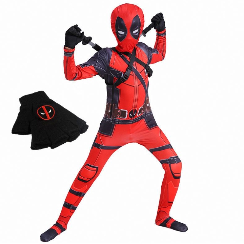 4-12Y Boy Deadpoo Costume Kids Cosplay Superhero Kostiumy maska ​​garnitur kombinezonu Halloween impreza Kostium karnawałowy