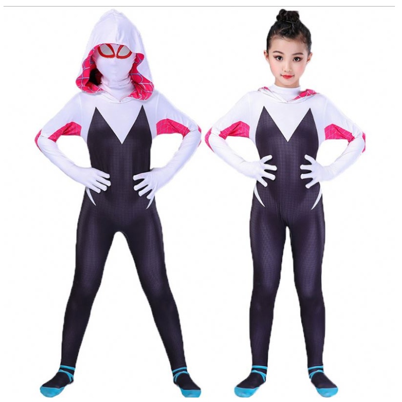 3D Kids Women Spider Gwen Costume Gwendolyn Maxine Stacy Zentai Suit Spidergirl Cosplay Halloween Costume for Girl