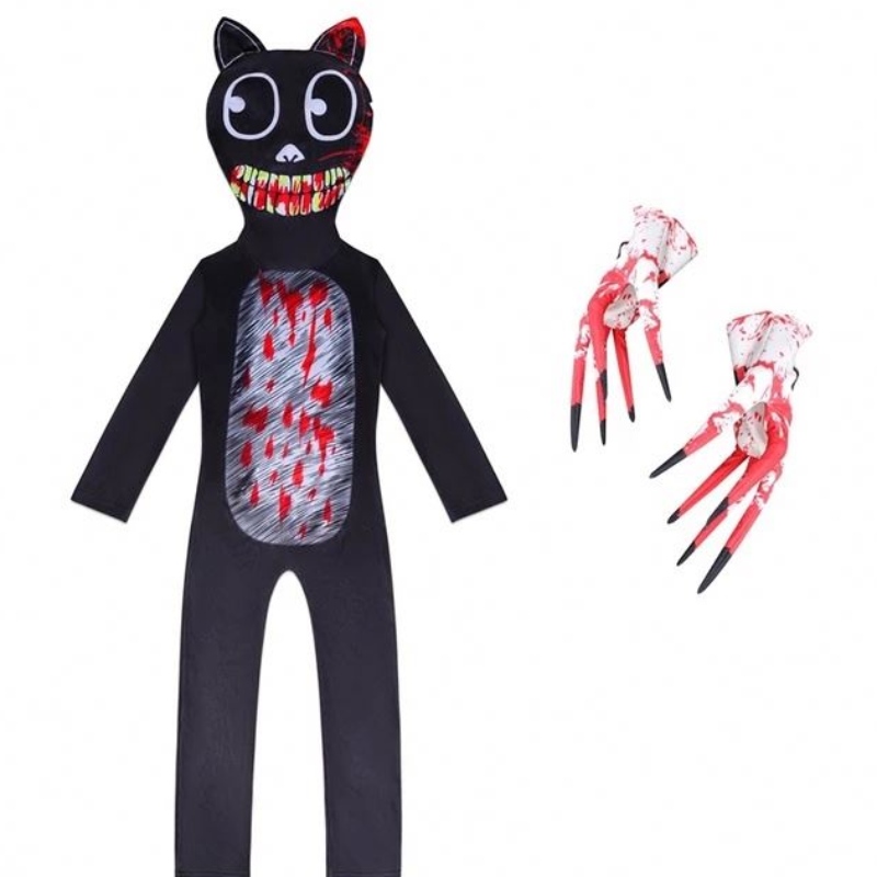 Halloweenowe kostiumy dla dzieci anime czarny kot cosplay chłopcy dziewczęta bodysuit cartoon karnawałowy ubrania