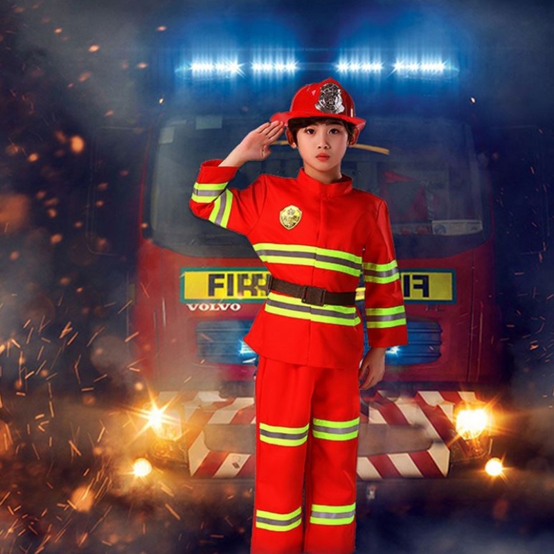 2021 Halloween Cosplay Kids Strażak Mundur Dzieci Sam Fireman Rola Rola Ubrania ubrania chłopiec dziewczyna impreza Kostium