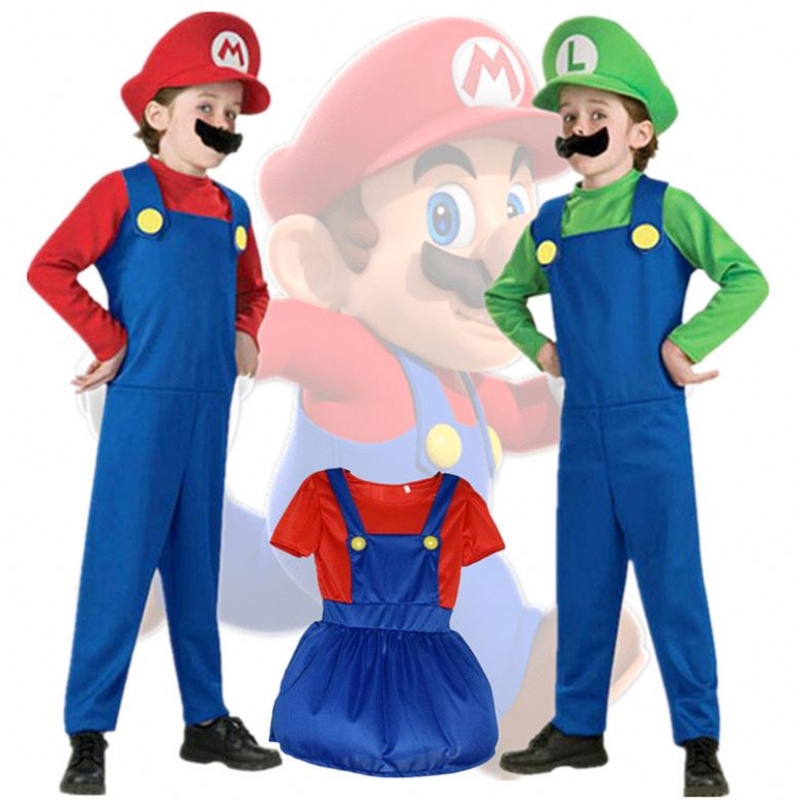 Dziecko Super Mari Bros Cosplay kombinezon chłopak dziewczyna halloween anime fantasy romper luigi braci sukienka kapelusz kostium