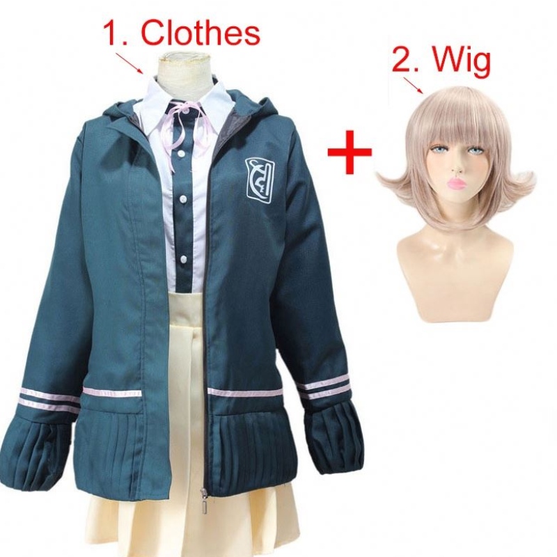Uczniowie szkół średnich mundur anime Danganronpananami chiaki cosplay kostium krótki spódnica loli spódnica loli