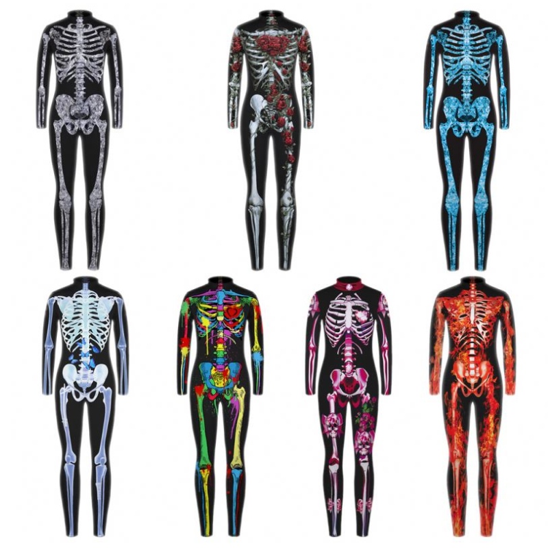Halloweenowe przerażające kostiumy dla dzieci szkielet bodysuit diabeł wampir karnawałowy ubrania ubiór czaszki kombinezon