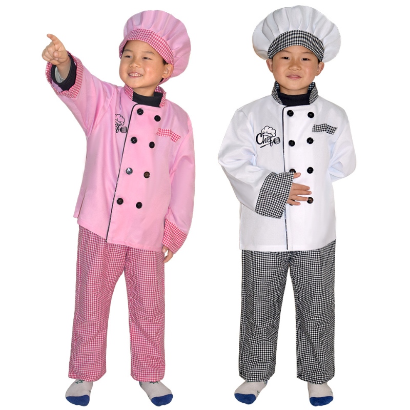 Nowy styl Kids Chef Costume Halloween Party Cosplay Cosplay Rola Rola Play Girl ’S and Boy's Chef Fartuch Costume