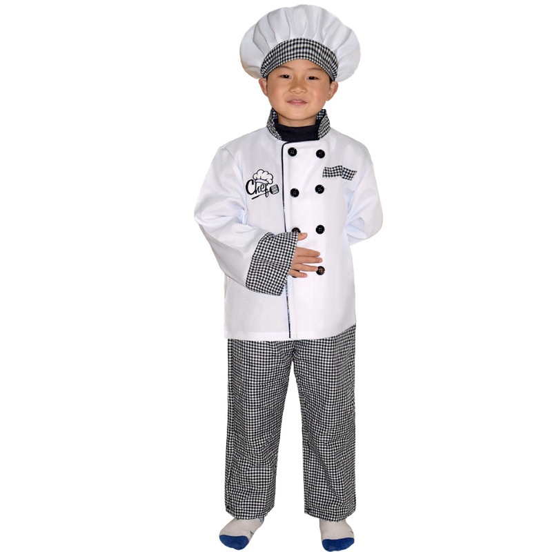 Nowy styl Kids Chef Costume Halloween Party Cosplay Cosplay Rola Rola Play Girl ’S and Boy's Chef Fartuch Costume