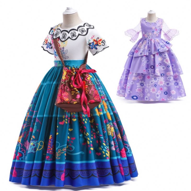 Baige Encanto Mirabel Isabella Purple Girl Dress Długie rękawy Nowe karnawał Kids Party Cosplay Costplay MFMW001