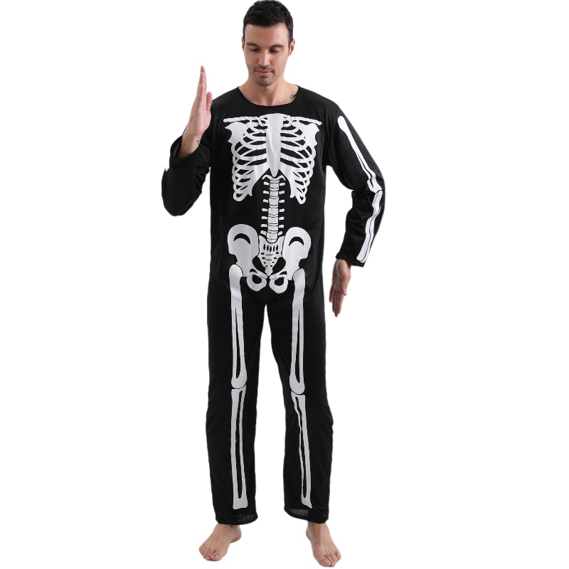 2022 Amazon dla dorosłych kombinezonu Halloween imprezowy kombinezon znadrukiem kości szkieletu dla mężczyzn