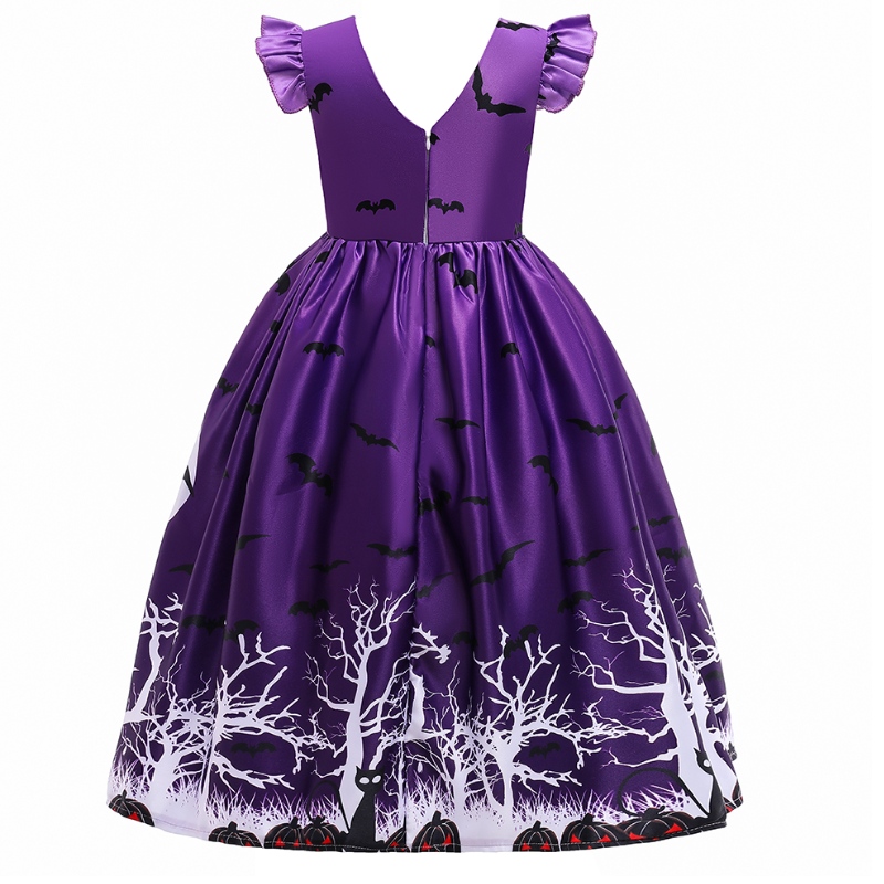Dziewczynki Casual Dress Bat Bat Printed Halloween Costume Fancy Dress Sukienki