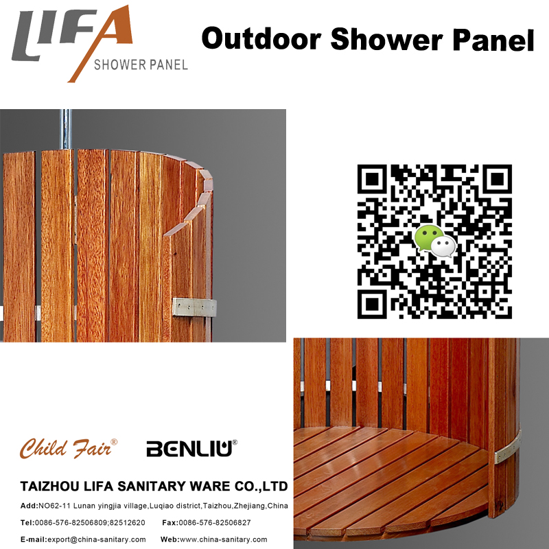zewnętrzny panel prysznicowy CF5007, drewniany panel prysznicowy zewnętrzny, ogrodowy panel prysznicowy, wolnostojący prysznic zewnętrzny