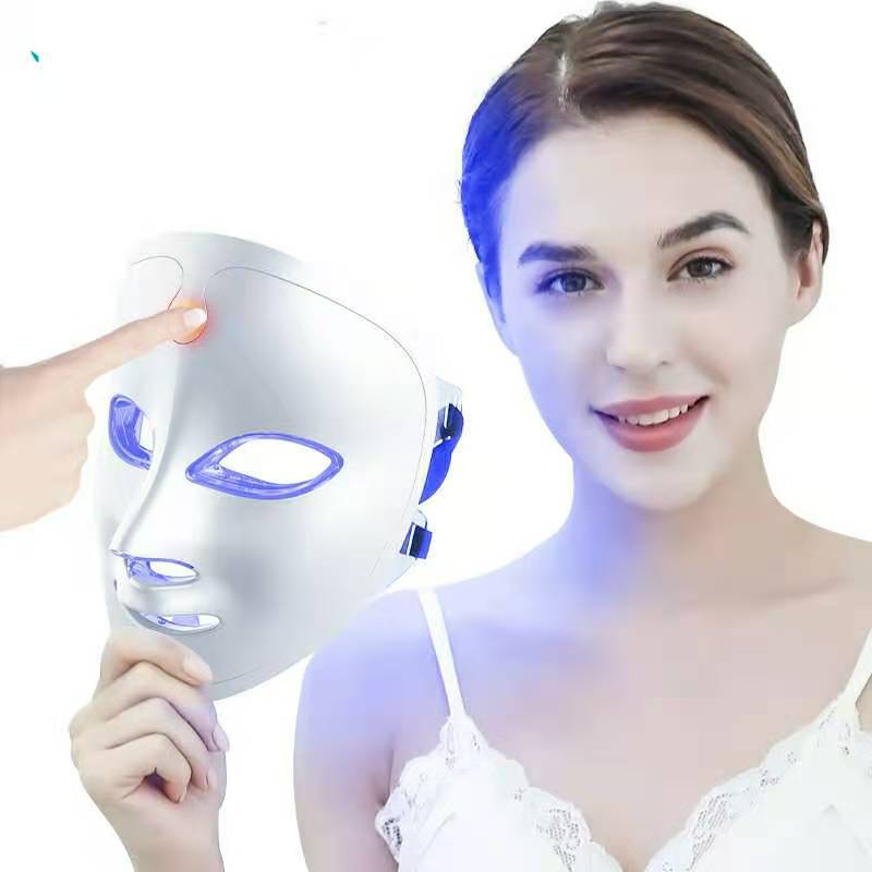7 kolorów światła przenośna twarz maska ​​LED terapia światłem do użytku domowego, lenatorowa terapiana twarz maska ​​do pielęgnacji twarzy -niebieskie&czerwone światło dla Maski Photonowe - Korea PDT Technologia redukcji trądziku