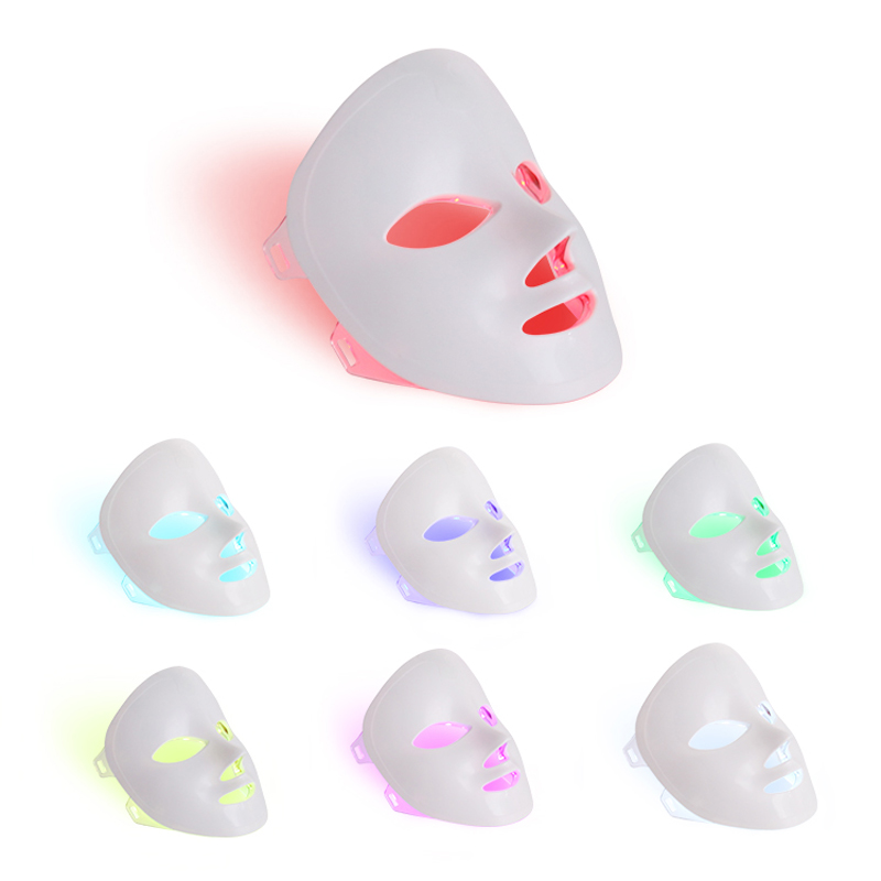 7 kolorów światła przenośna twarz maska ​​LED terapia światłem do użytku domowego, lenatorowa terapiana twarz maska ​​do pielęgnacji twarzy -niebieskie&czerwone światło dla Maski Photonowe - Korea PDT Technologia redukcji trądziku