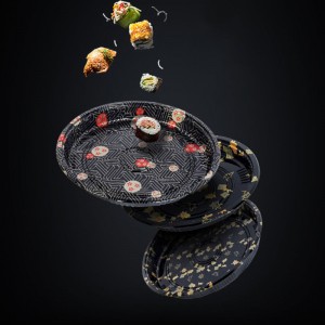 Dostosuj okrągłe sushina wyjazd pudełko, ekologiczne recyklingowe jednorazowe sushi pudełko z pokrywką