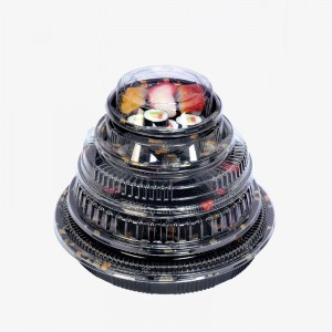 Dostosuj okrągłe sushina wyjazd pudełko, ekologiczne recyklingowe jednorazowe sushi pudełko z pokrywką