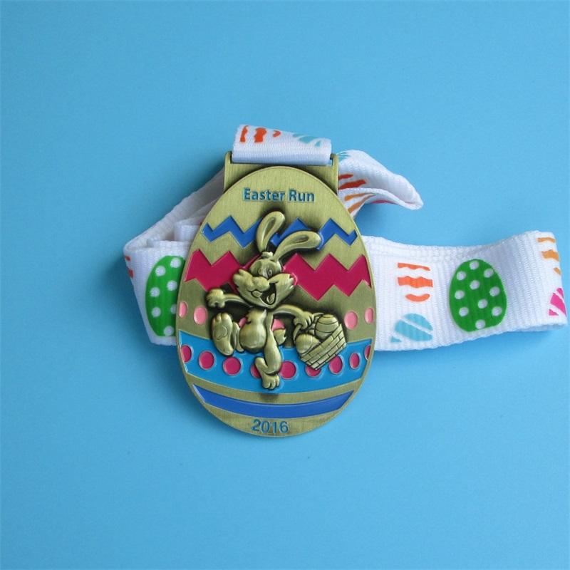 Kolorowy miękki szkliwo zabytkowe platforma Sport Medal ze wstążką