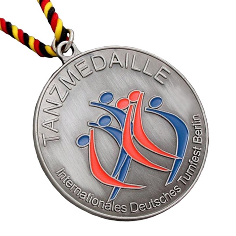 Zabytkowe srebrne medalnowe maraton Medals Sport Medale i wstążki