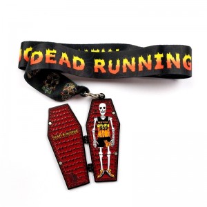 Metal Die Casting 7/8 Matte Black Metal Medal Halloween Clamshell Sports Medale