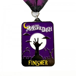 Metal Die Casting Mat Black Metal Medal Halloween Flip-Open Sports Medale