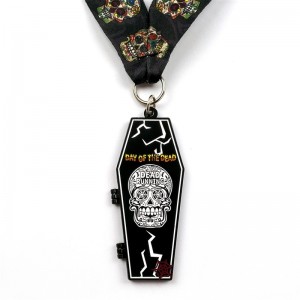 Metal Die Casting Mat Black Metal Medal Halloween Flip-Open Sports Medale