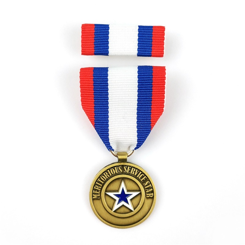 Niestandardowe 3D Gold Splated Antique Bronze Campaign Medal Honor Medale z krótką wstążką