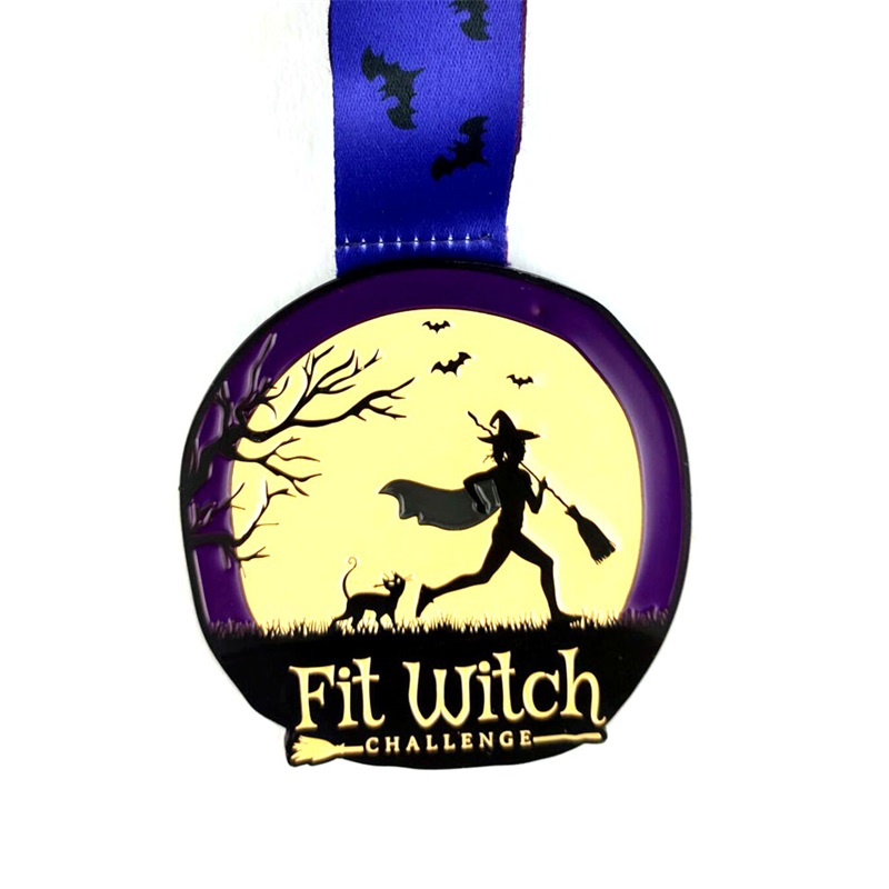 Dostosowane metalowe medale 3Dna imprezy sportowe z wstążką wisiant Luminous Metal Sport Medals Halloween Shine in the Dark Medal