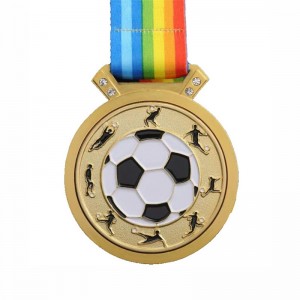 Gag Design Metal 3D Logo Football Soccer Race Sports Gold Award Medals Factory Factory Medal z wstążką